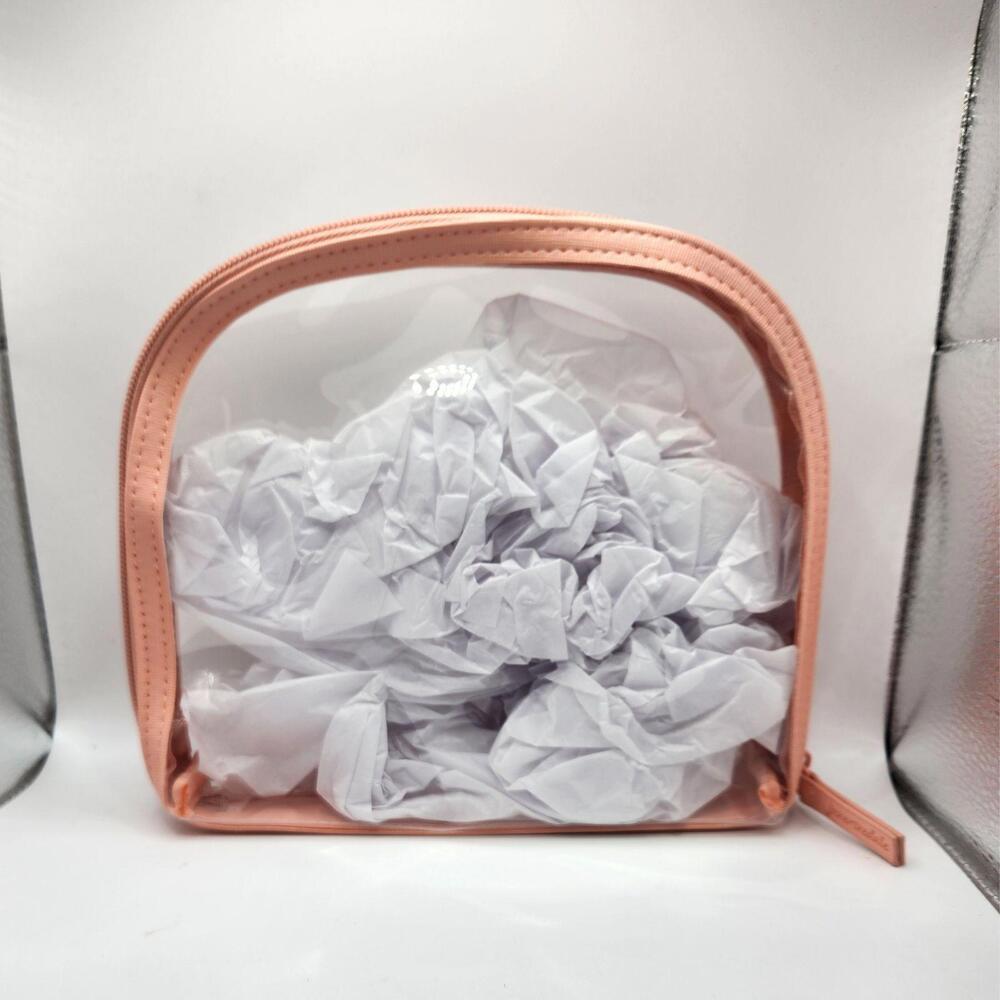 Clear Makeup Bag 7x8 Inch, Portable Travel Toiletry Pouch with Zipper, Peach